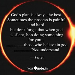 God's plan always good.